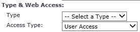Address Book web-type and access level.