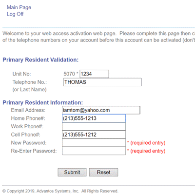 Address Book web-type and access level.